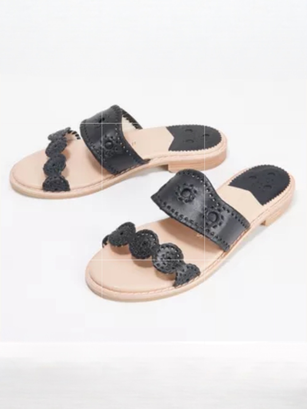 NIB** Jack Rogers Caroline Leather Slide Sandals in black 7.5